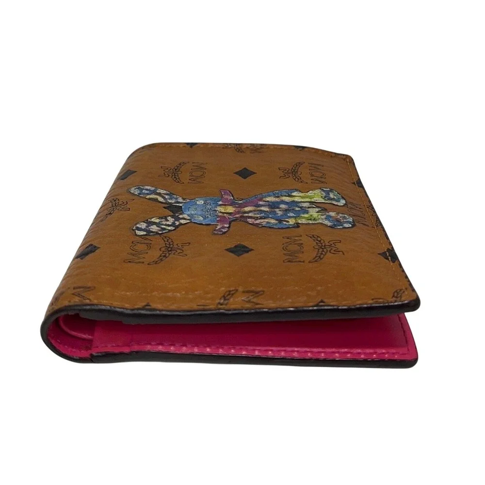 Flawed Gem! MCM Millie Star Eyed Bunny Visetos Cognac Wallet K-Fashion Pop Art